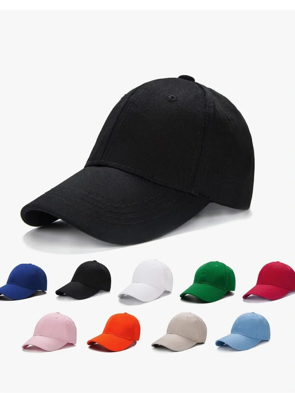 Edoneery Kids Baseball Hat, Adjustable Cotton Cap Solid color 010